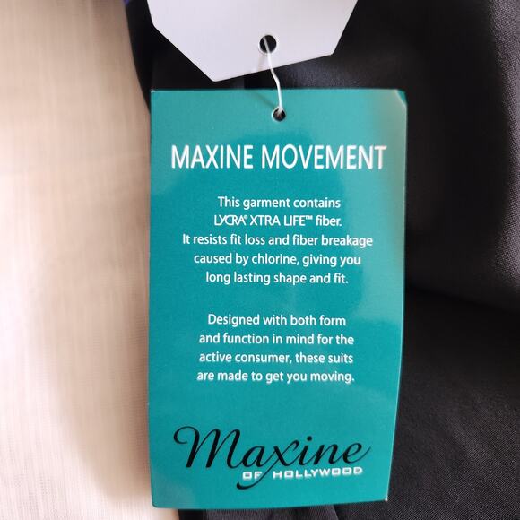 Maxine of Hollywood Tankini Swimsuit Top Women 14 Black Stripe Beach Cruise Boho - Picture 10 of 14